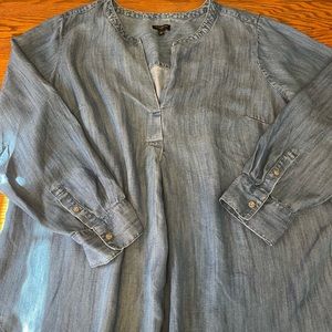 Talbots 1X Chambray long sleeve top